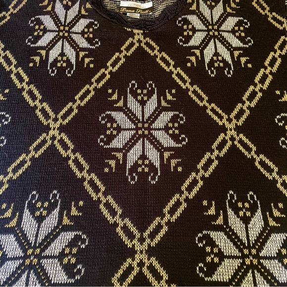 Vintage Black and Metallic Gold and Silver Holiday Sweater - Picture 5 of 10